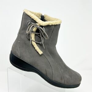 Clarks Women's Angie Madi Ankle Booties Gray Leather Size 11 Winter Casual